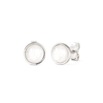 Paar Ohrstecker ELLI "Ohrringe Ohrstecker Mondstein Weiß 925 Sterling Silber vergoldet", silber, Ohrringe, Damen, Silber 925 (Sterlingsilber)