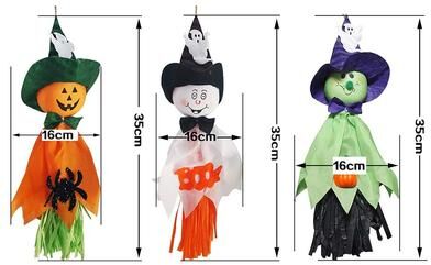 Inspire Essentials Halloween Ghost Hanging Decoration Haunted House Ghost Doll Pendant 3pcs Mixed