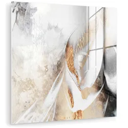 ACRYLGLASBILD Luxus - Abstrakt - Gold - Weiß 90x90 cm