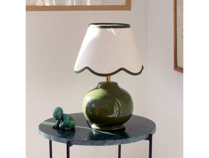 PR Home Tischlampe Nell, grün, für Wohn- / Esszimmer, Keramik, Landhaus / Rustikal, Tischlampe