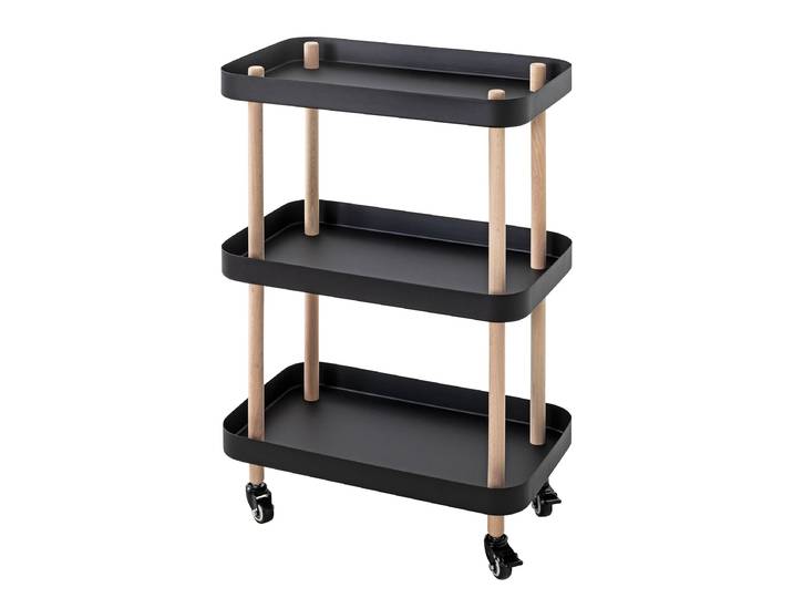 Table d’appoint roulante Levin 76cm Noir/Noir