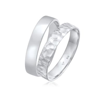 Ring-Set KUZZOI "Ring Kuzzoi Ring Set Basic Gehämmert 925 Silber" Gr. 66, silber, Fingerringe, Herren, 66, ohne Stein, Silber 925 (Sterlingsilber), 1mm