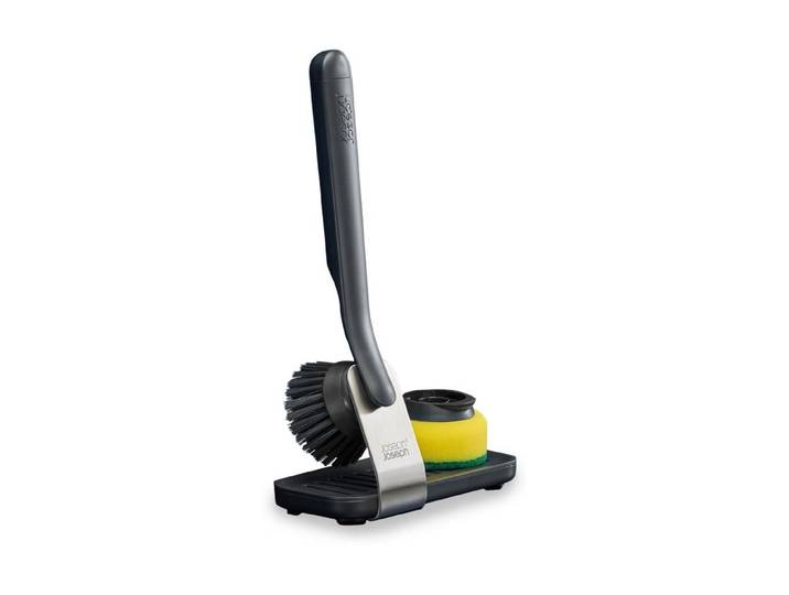 Reinigungsbürsten-Set JOSEPH JOSEPH SinkTech , grau (schwarz), B:17cm H:28cm L:8,5cm, Edelstahl, Kunststoff, Reinigungsbürsten, Reinigungsbürsten-Set