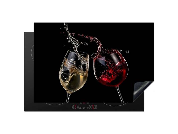 HERDABDECKPLATTE Rotwein - Weißwein - Glas - Schwarz Ceranfeldabdeckung 78x52 cm