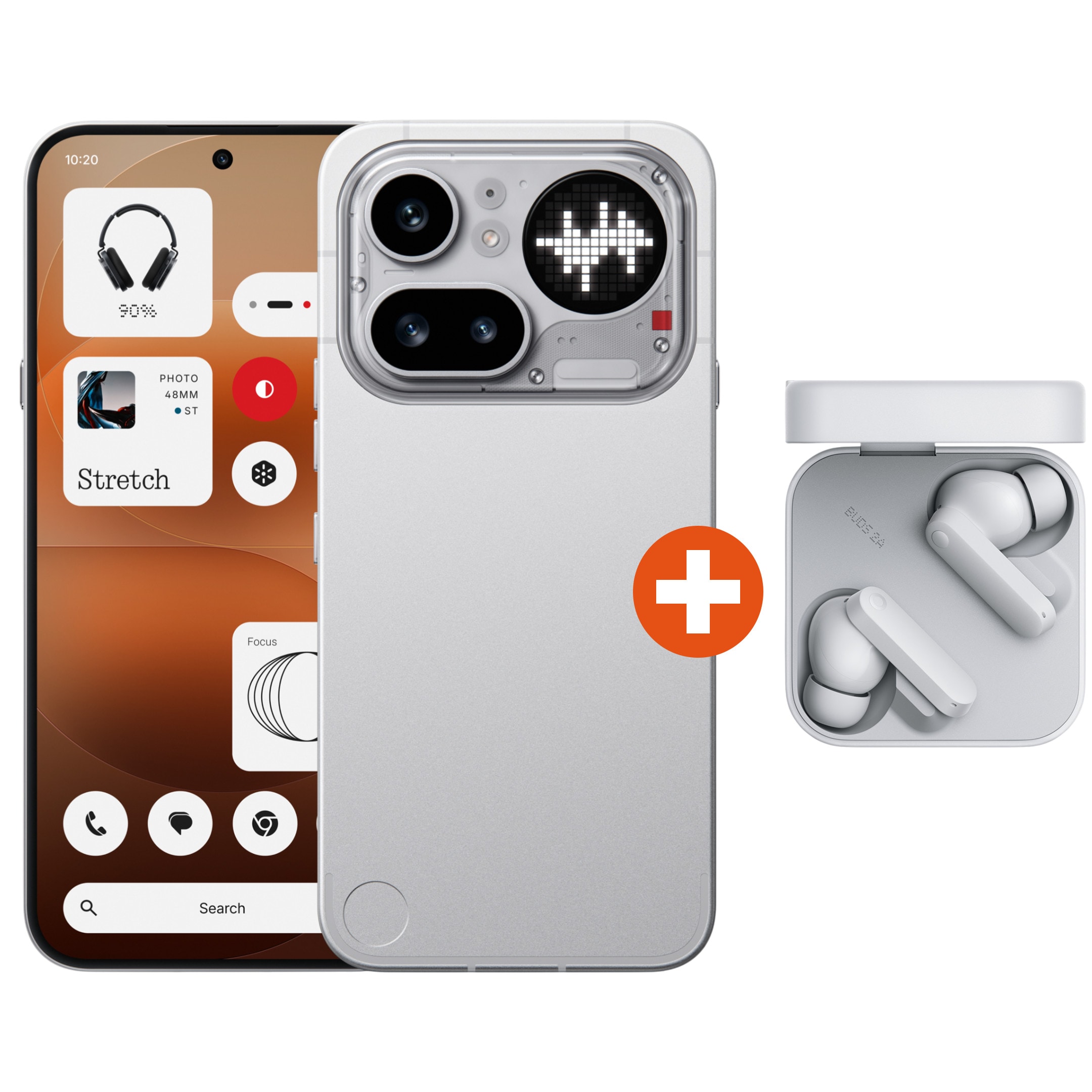 Nothing Phone (4a) Pro 8/128GB Dual-SIM silber Android 16 Smartphone + CMF Buds 2a Kabellose In-Ear Kopfhörer weiß