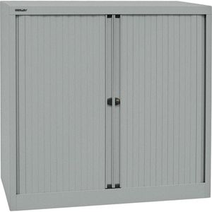 Bisley Rollladenschrank ET410102S, aus Metall, abschließbar, 100 x 102,9 x 43cm, silber, 2 Böden