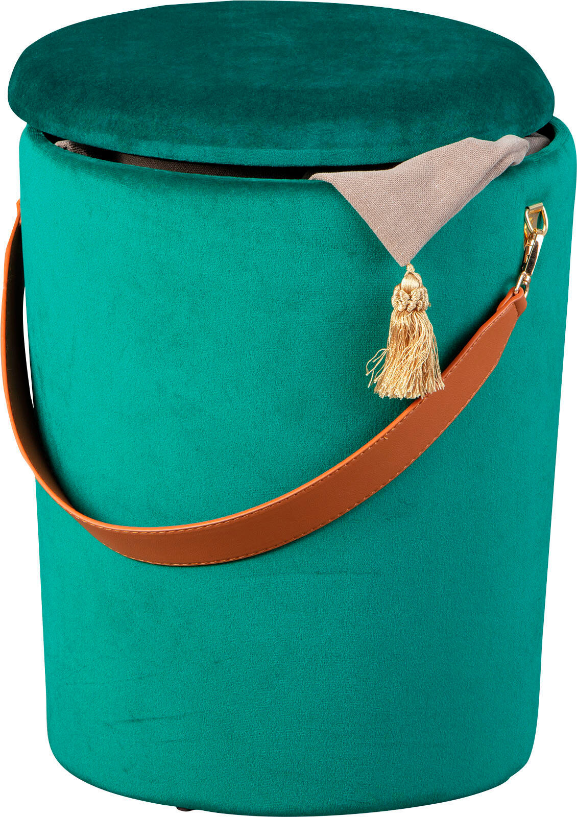 Hocker INTER LINK "Papua Stauraumhocker, Sitzhocker, Pouf, moderne Trendfarben", grün (blau), B:35cm H:45cm T:35cm, Samtvelours;100% Polyester, Hocker, Hocker, Mit Stauraum & abnehmbarem Deckel, 100% Polyester, BxTxH: 35x35x45 cm