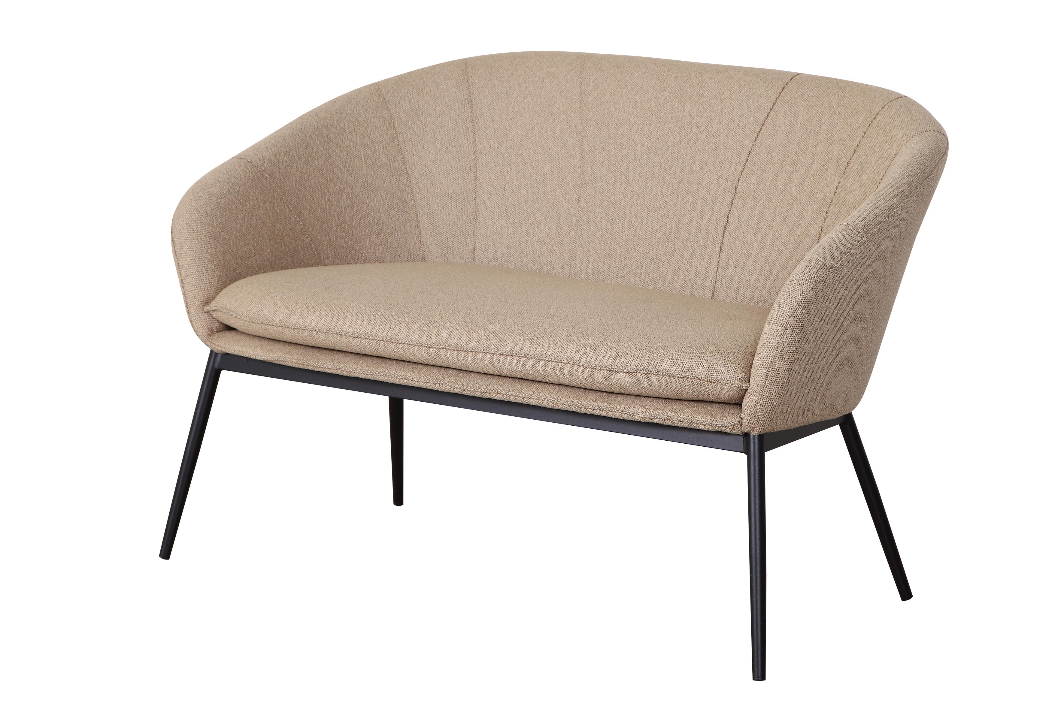 Sofa-Bank für den Garten, für 2 Personen, mit schwarzem Metallgestell