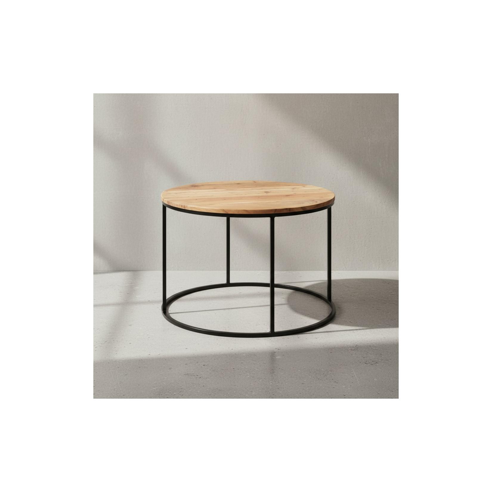 KADIMA DESIGN Naturholz Couchtisch, stabile Konstruktion, runde Ablage, 50 kg Belastbarkeit.