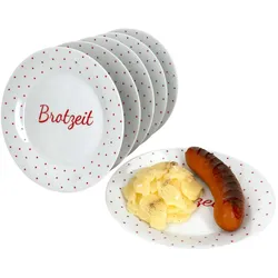 6er Set Berta Brotzeit / Bratzeit Teller 6 Personen Grill-Platt Frühstücksteller
