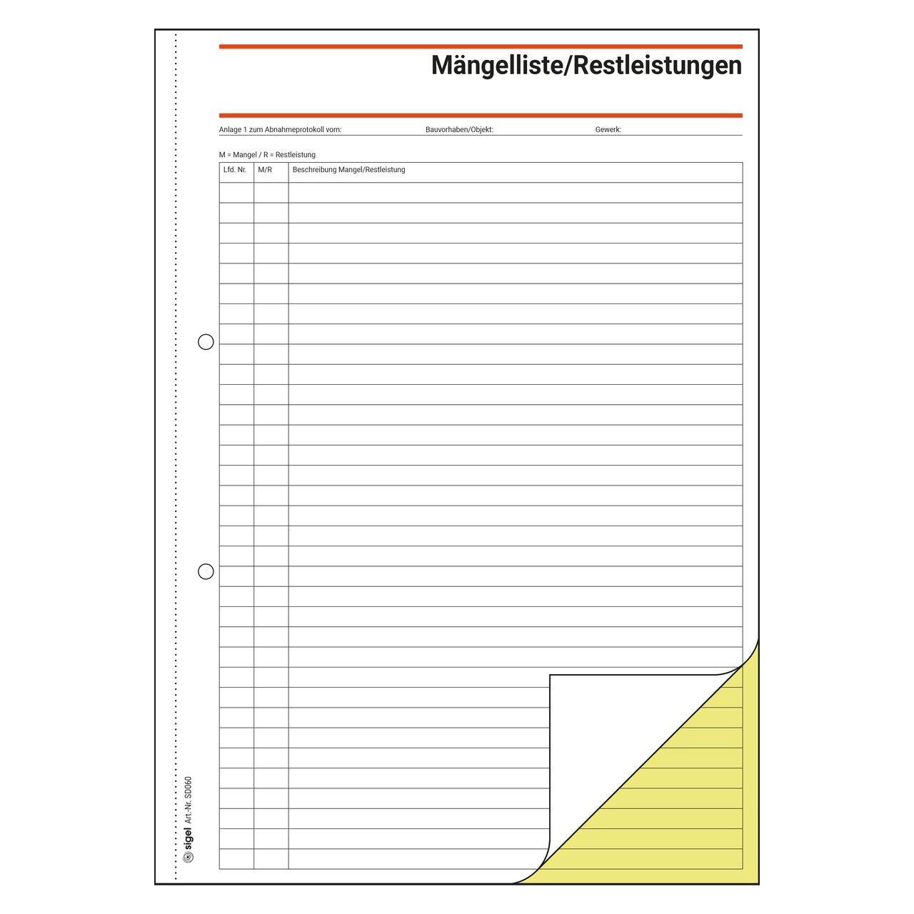 SIGEL Bauabnahmeprotokoll Formularbuch, 1 St.