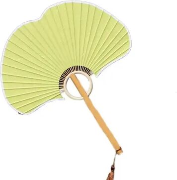 The Handy Homestead Elegant Rice Paper Fan Ginkgo Round Chinese Hand Fan For Photos And Home Decor light Green