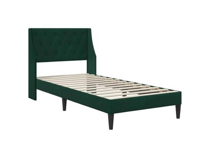KTHLBRH Bett aus Samt, dunkelgrün, 90 x 200 cm Basis aus Sperrholz, Latten inklusive, gedrehte Beine, modernes Design für Zimmer