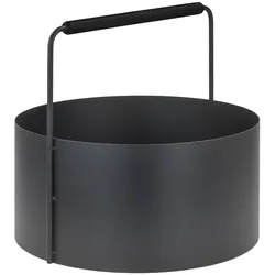 Blomus Holzkorb ASHI Kaminholzkorb Brennholzkorb Ø 45cm Metall mit Holzgriff schwarz