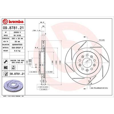 Brembo 1x Bremsscheibe [Hersteller-Nr. 09.8781.21] für Aston Martin