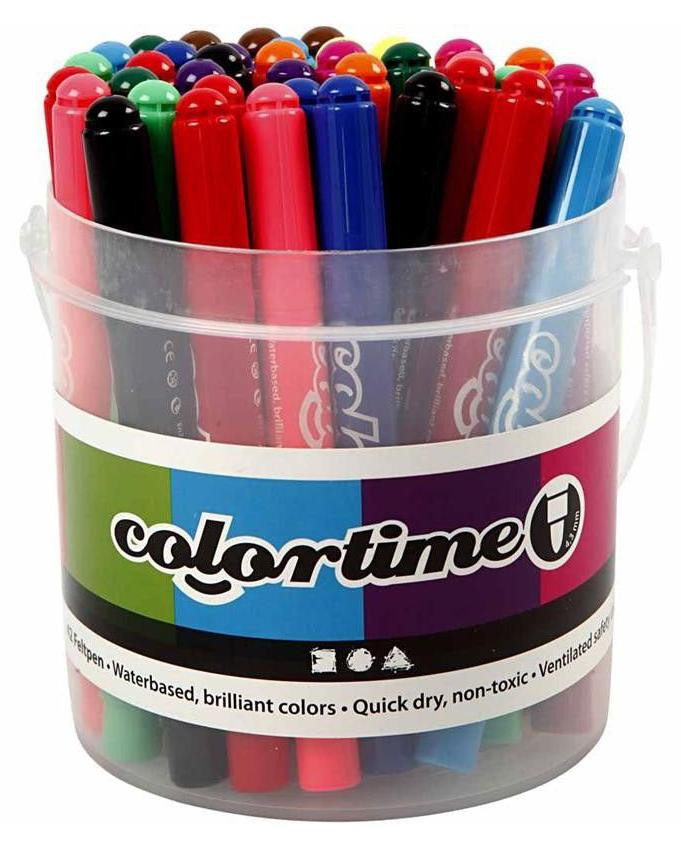 Colortime viltstiften assortiment met 42 stuks en 5 verschillende lijndiktes in gesorteerde kleuren