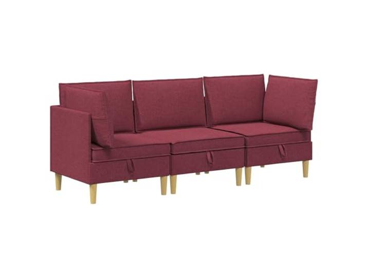 PUGYNBK Modulares Sofa mit Aufbewahrung, 3 Stück, weinrot, Stoff Versteckte Fächer, Kissen aus Polyester, Sperrholzrahmen, flexibles Design