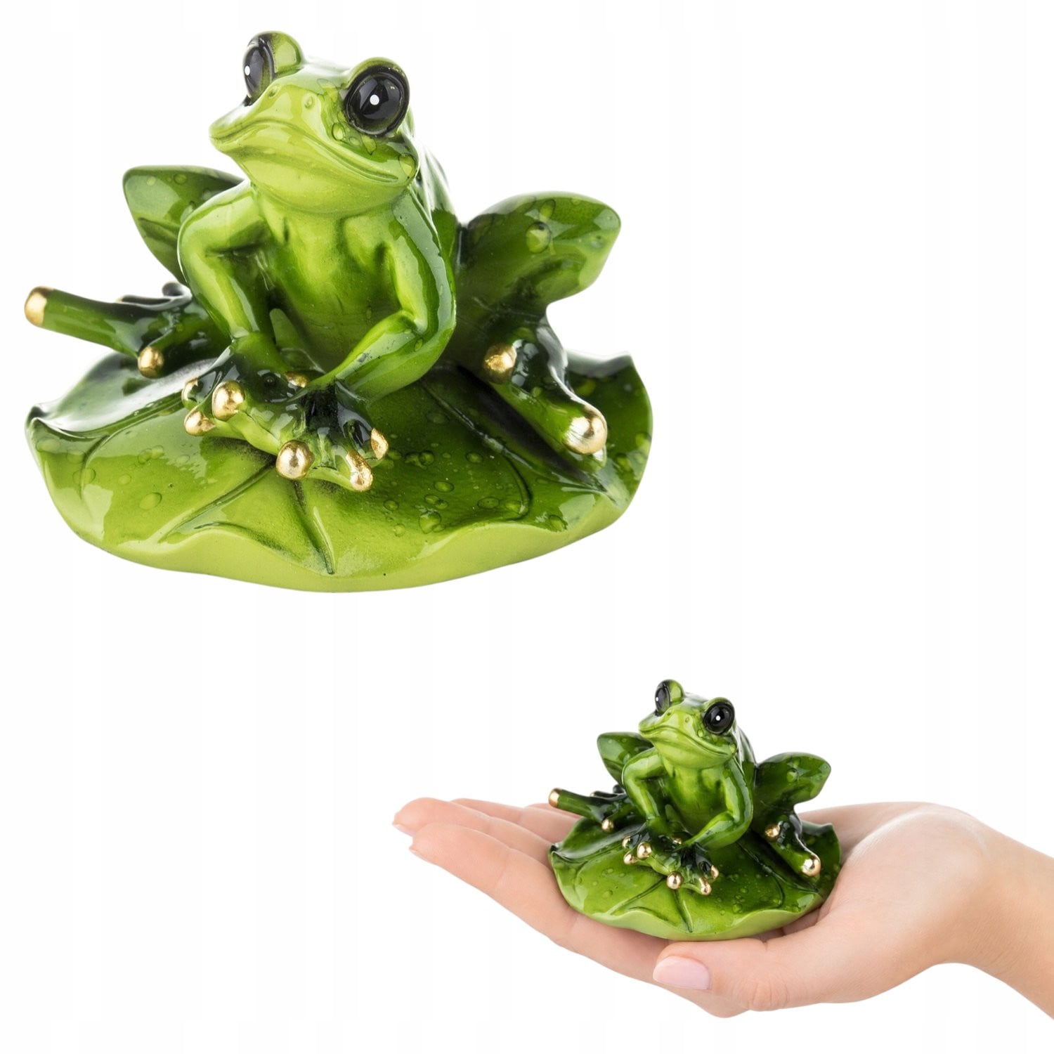 Groene kikker decoratie figuur op waterlelieblad
