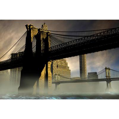 Fototapete PAPERMOON "New York Brücke", bunt, B:4m L:2,6m, Vlies, Tapeten