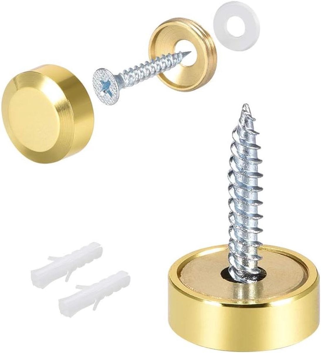 Spiegelschroeven Doppen Decoratieve Nagels Massief Messing 16 mm Goud