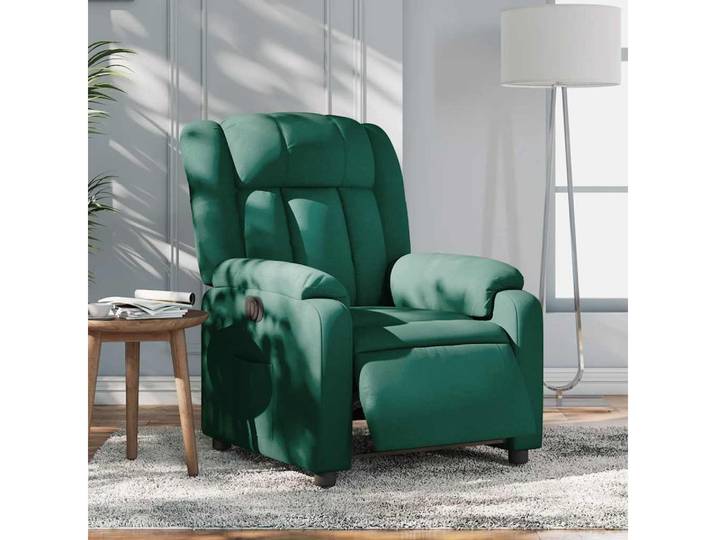 furnicato Massagesessel Relaxsessel mit elektrischer Liegefunktion 78x92x98 cm Dunkelgrün, Bequemer Fernsehsessel mit Seitentasche und stufenloser Verstellung