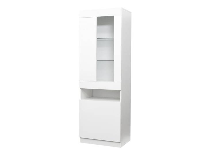 ComfortXL Vitrine De-37470 50/40/180 cm mit LED-Beleuchtung Weiß Hochglanz, 50x180x40 cm, Esszimmer, Vitrinen, Vitrinenschränke