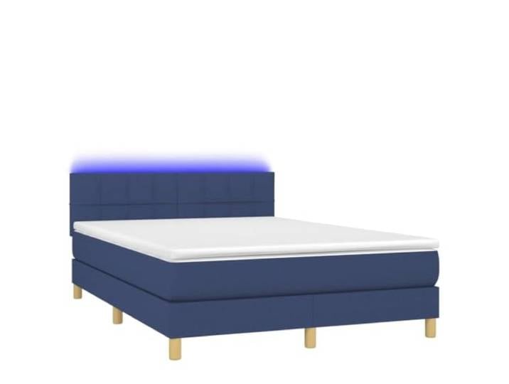 KKgypkn Boxspringbett mit Matratze und LED Blau 140x190 cm Stoff