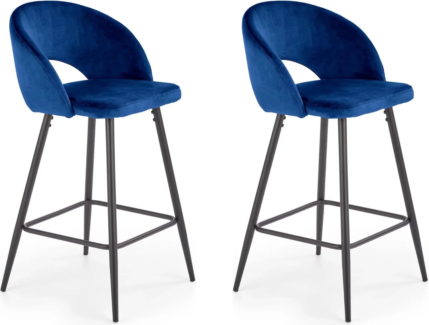 garneroarredamenti Set 2 sgabelli alti imbottiti da bar in velluto blu Fober