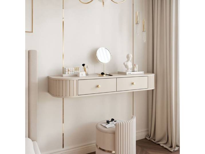 Table console OVALINE - suspendu avec tiroir - 123x36x17 5 cm - Beige