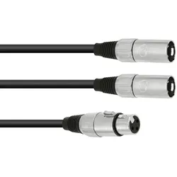 OMNITRONIC Adapterkabel XLR(F)/2xXLR(M) 1m sw