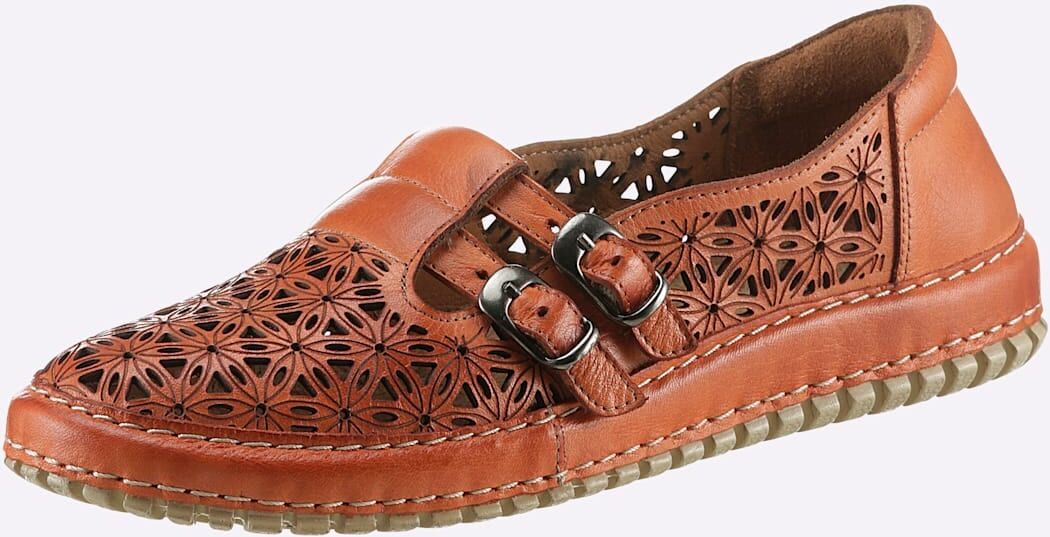 Slipper GEMINI, Damen, Gr. 40, orange, Leder, Schuhe Slipper