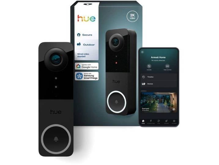Sonnette vidéo Philips Hue filaire connectée - 2K - Communication bidirectionnelle - Extérieur