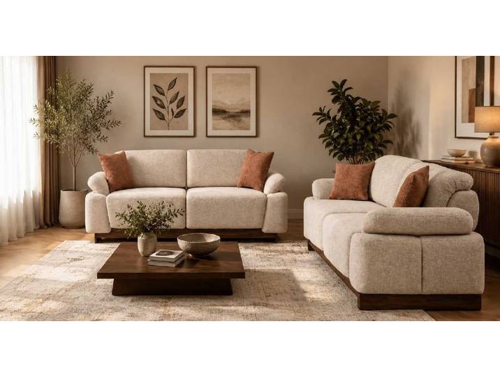 Xlmoebel Polstergarnitur Zwei beige 3-Sitzer-Sofas stilvoll bequem und zeitlos elegant, (2-tlg), Made in Europa