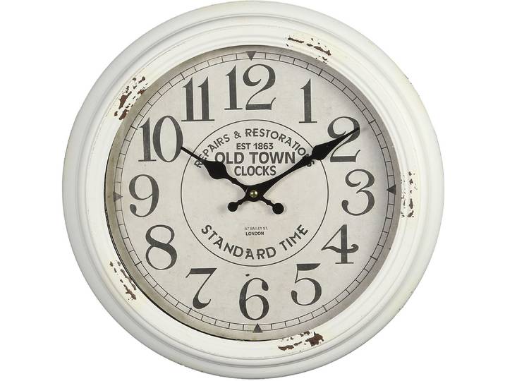 Wanduhr AMBIENTE HAUS Wanduhr - weiss 37cm , weiß, B:37cm H:37cm T:5cm, Wanduhren, Wanduhr