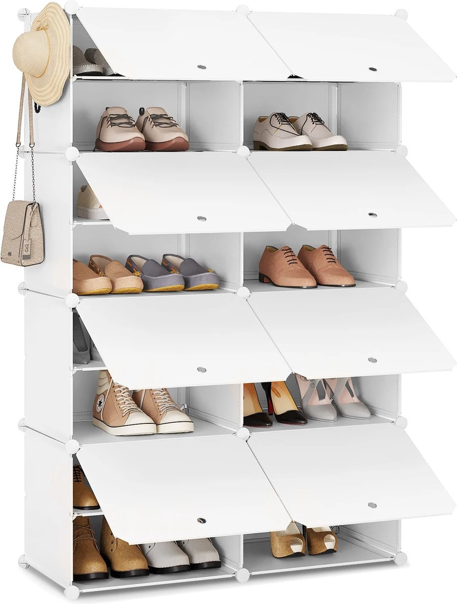 Roxana Schoenenkast Wit - Multifunctionele Schoenorganizer voor 8 Paar Schoenen