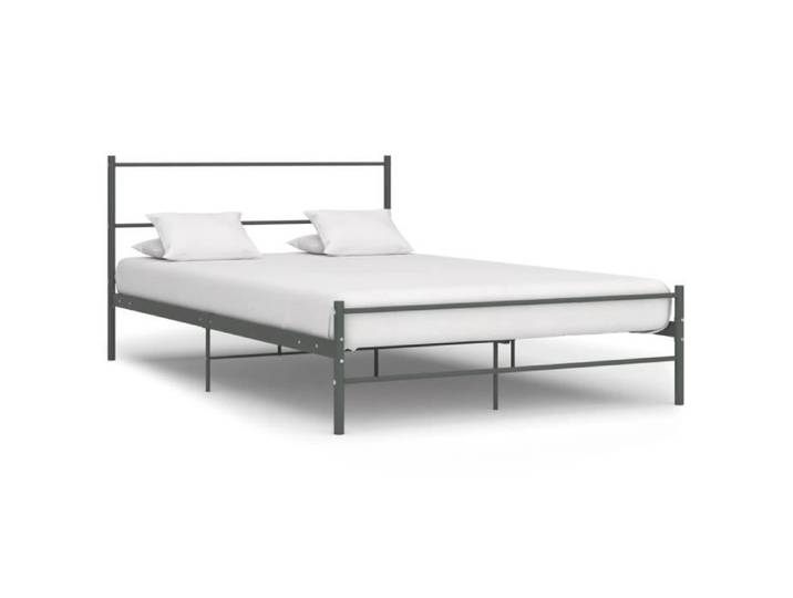 JILL - NEW Cadre de lit double 160x200 cm Lit adulte 2 places Gris Métal 4040