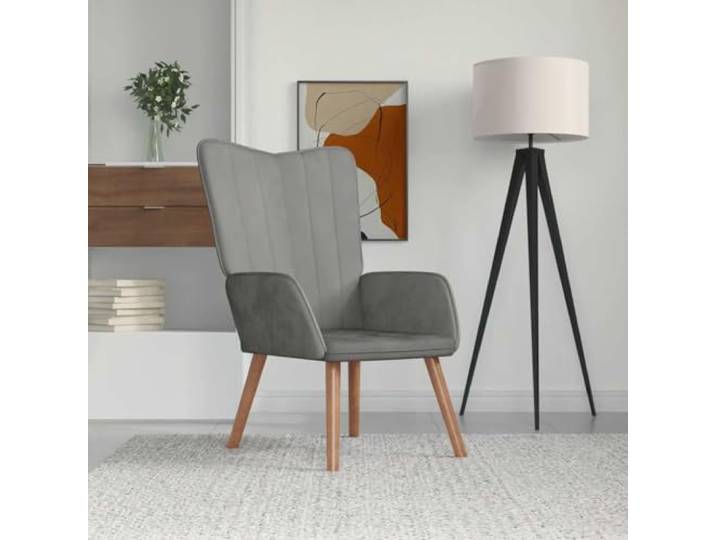 Relaxsessel, Velours, hellgrau, mit Stahlrahmen und Holzfüßen Ästhetisches Design, gepolsterter Schaumstoff, weicher Samt, Kapazität 110 kg, stabil und langlebig