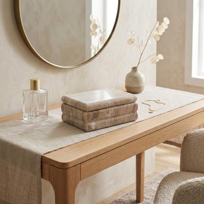 Sagebrook Home "Decorative Box - Tan/Ivory Marble Modern Textured, 7"" - 7.0"""