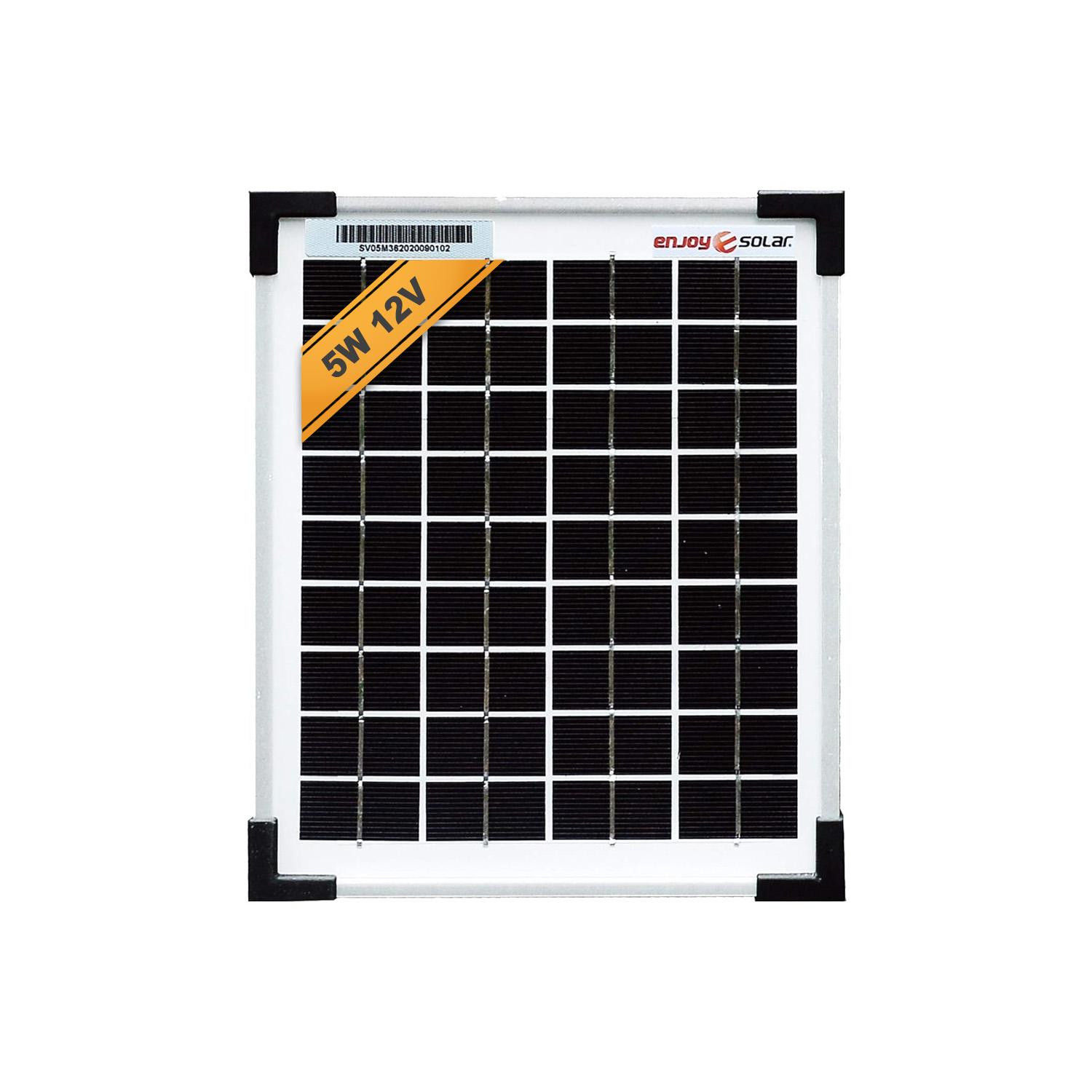 Enjoy Solar Zonnepaneel klassiek monokristallijn zonnemodule 5W 12V zilveren frame