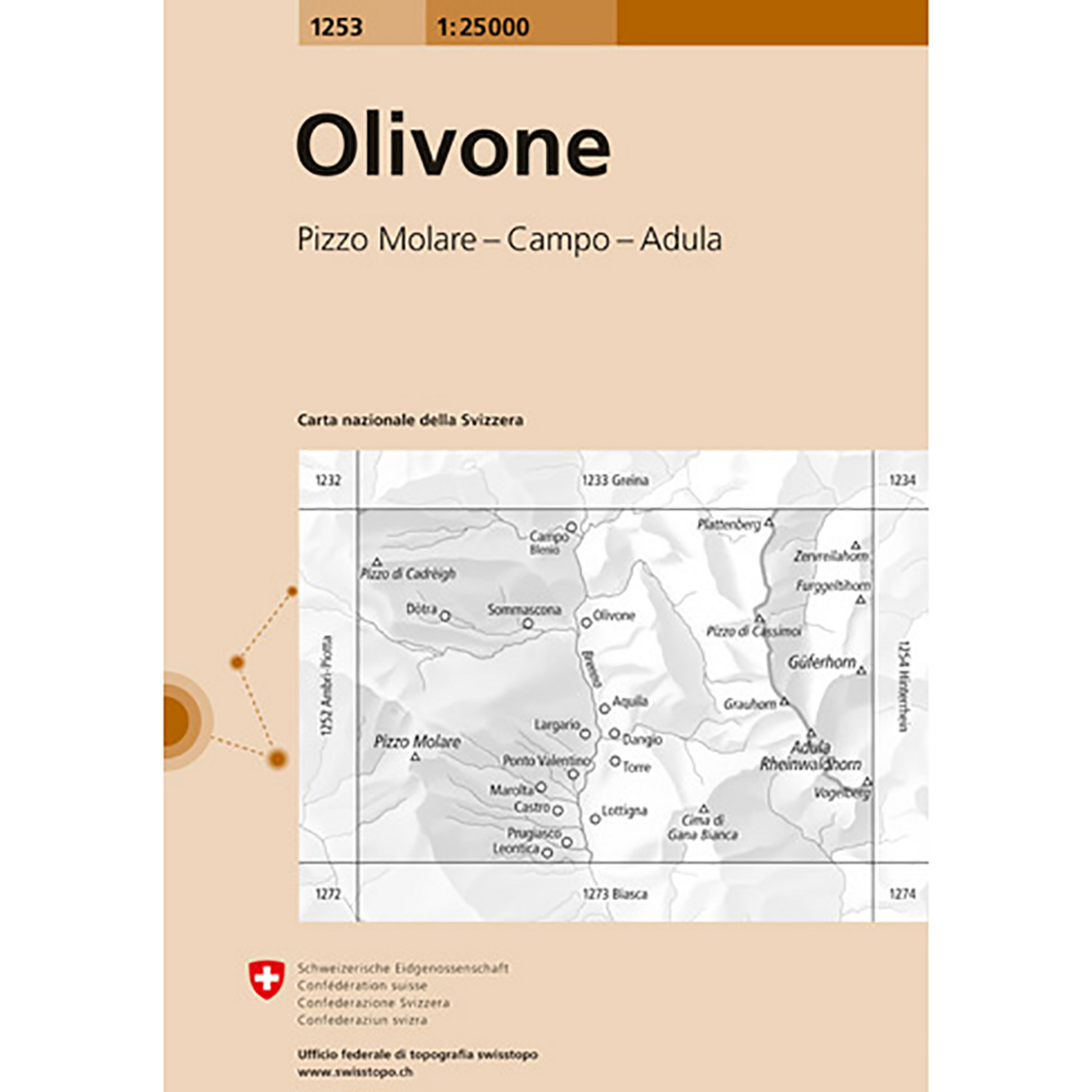Swisstopo Olivone 1253 Landeskarte 1:25 000 Topografische Karten