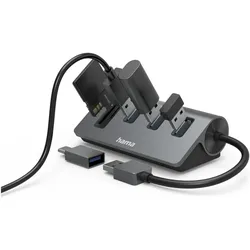 Hama USB Hub (USB-A, 5 Ports), Dockingstation + USB Hub, Grau