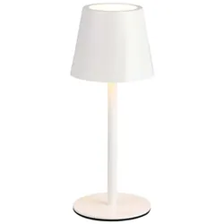 Tischleuchte Leselampe Akku Außenbereich Metall weiß LED Touchdimmer H 21 cm
