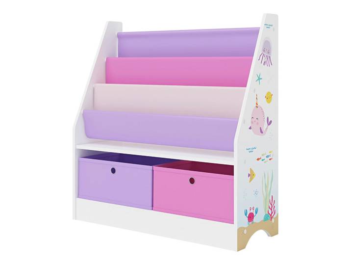[en.casa] Kinderregal Neda, Weiß, Pink, Lila, Holzwerkstoff, Textil, Wasser/Strand/Meer, 71x74x23 cm, Baby- und Kindermöbel, Babyzimmer, Babyregal & Kinderregal