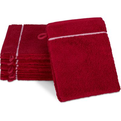 Waschhandschuh ROSS "Überkaro 9032", rot (vino, weiß), B:12cm L:20cm, Frottier, Frottier, Handtücher, 100% Baumwolle, made in Germany