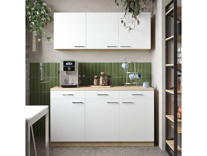 Singleküche Merle Kombi E 150 x 200 x 60cm Weiß/Weiß