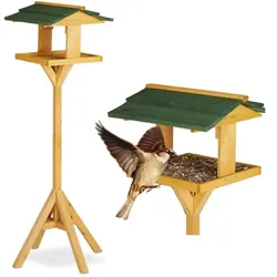 Relaxdays Vogelhaus mit Ständer Dunkelgrün,Hellbraun