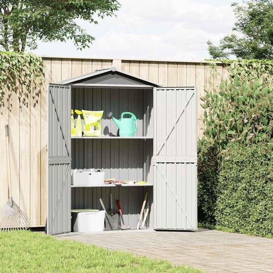 Famanu Aufbewahrungsschrank für den Garten - Metall Werkzeugschuppen - 116 x 45 x 175 cm - Grau