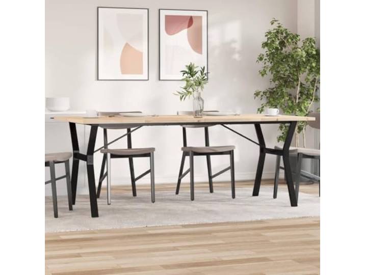 HEFZGDB Esstisch Y-Gestell 200x100x75,5cm Massivholz Kiefer & Stahl mit robuster Tischplatte für rustikale Optik und langlebige Stabilität