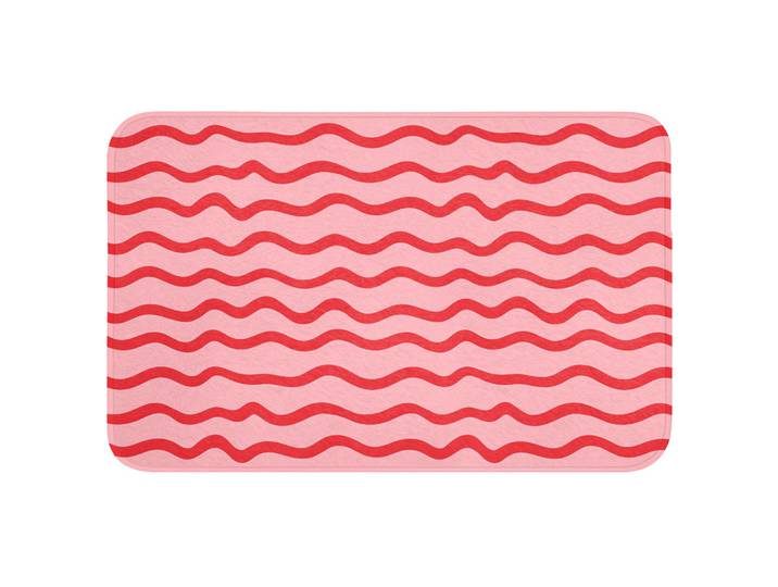 OnlyWow Badematte Verspielt - Muster - Rot Badvorleger 80x50 cm, Rosa, Füllung: Polyurethan (Pur), Rechteckig, 80x50 cm, Heimtextilien, Badtextilien, Badematten