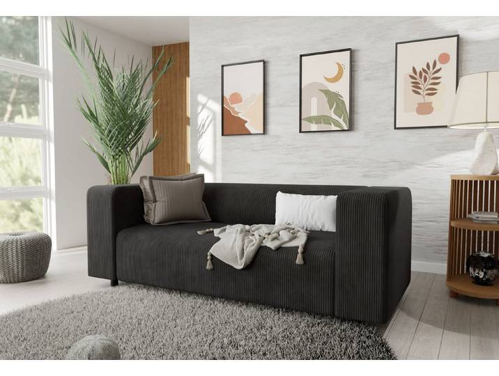 S-Style Möbel 2-Sitzer Sofa Gustav aus Cord-Stoff mit bequemem Sitz, mit Wellenfederung